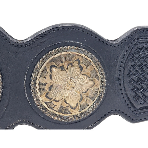 Vogt Belt Steerhide Leather Sterling Buckle Western Conchos Southwest Style 32 - Picture 12 of 16
